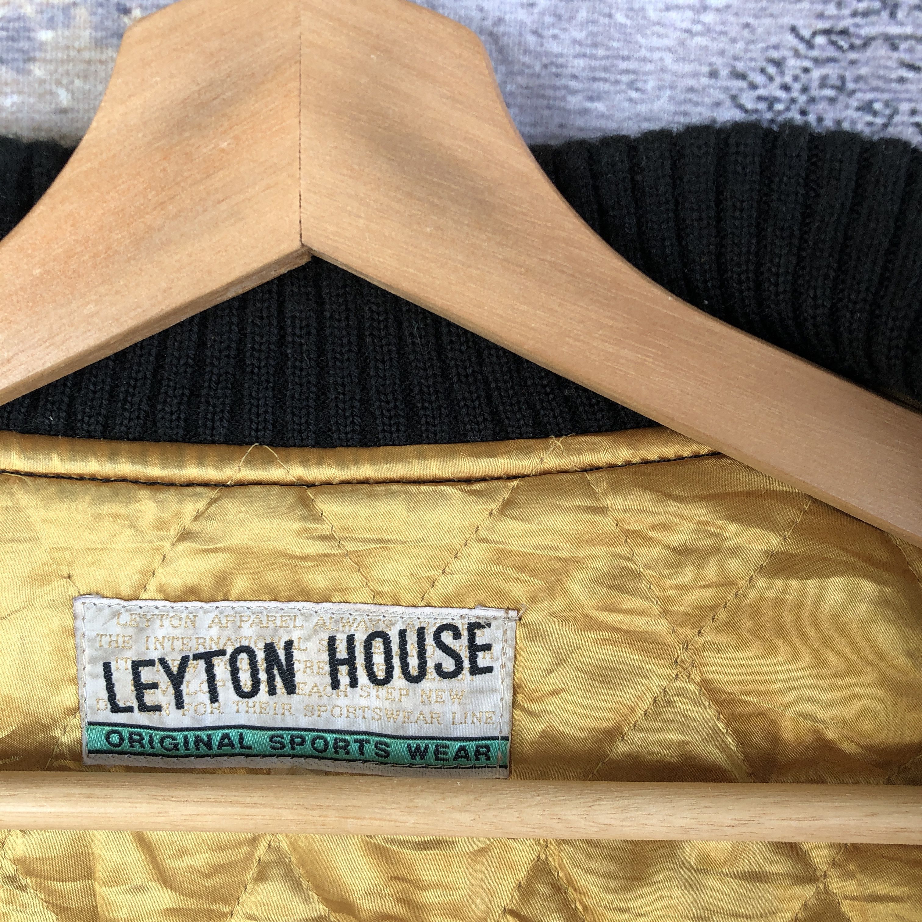 Vintage Leyton House Varsity Jacket Leather Letterman Wool Jacket Size US XL / EU 56 / 4 - 11 Thumbnail