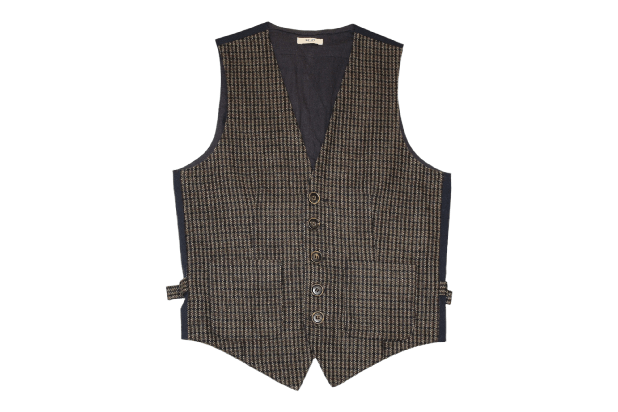 image of Heritage x Nn07 Omega Houndstooth Tweed Waistcoat in Brown, Men's (Size Small)
