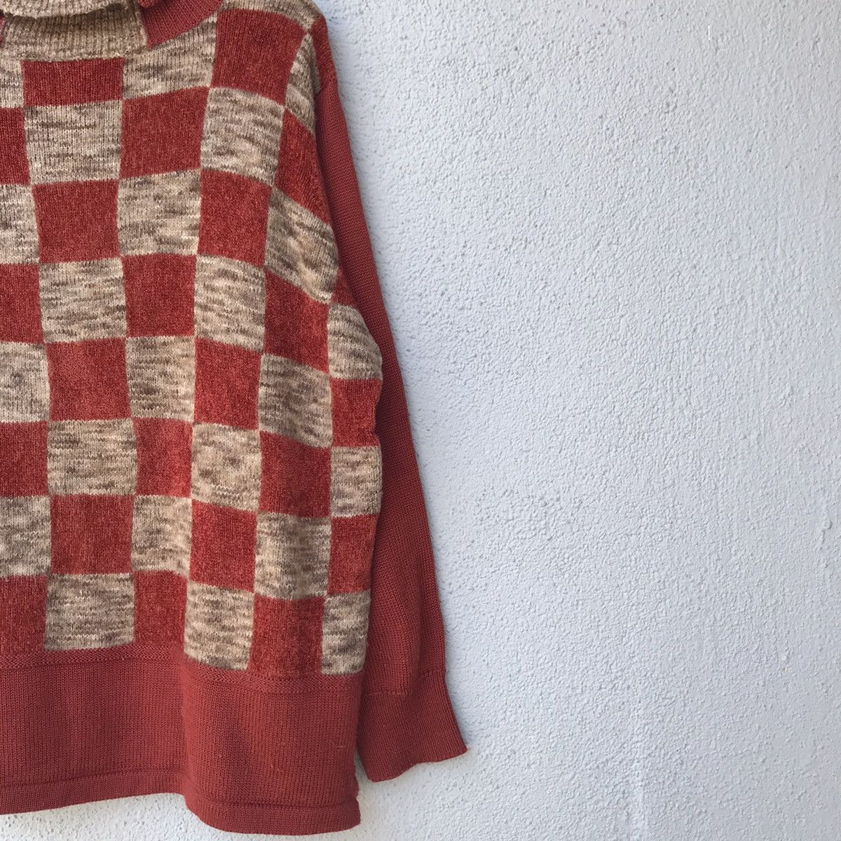 Aran Isles Knitwear Vintage Bashecinq Turtle Neck Checkered Pattern Knitwear Size US L / EU 52-54 / 3 - 5 Thumbnail