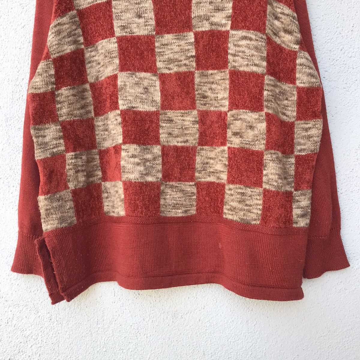 Aran Isles Knitwear Vintage Bashecinq Turtle Neck Checkered Pattern Knitwear Size US L / EU 52-54 / 3 - 3 Thumbnail
