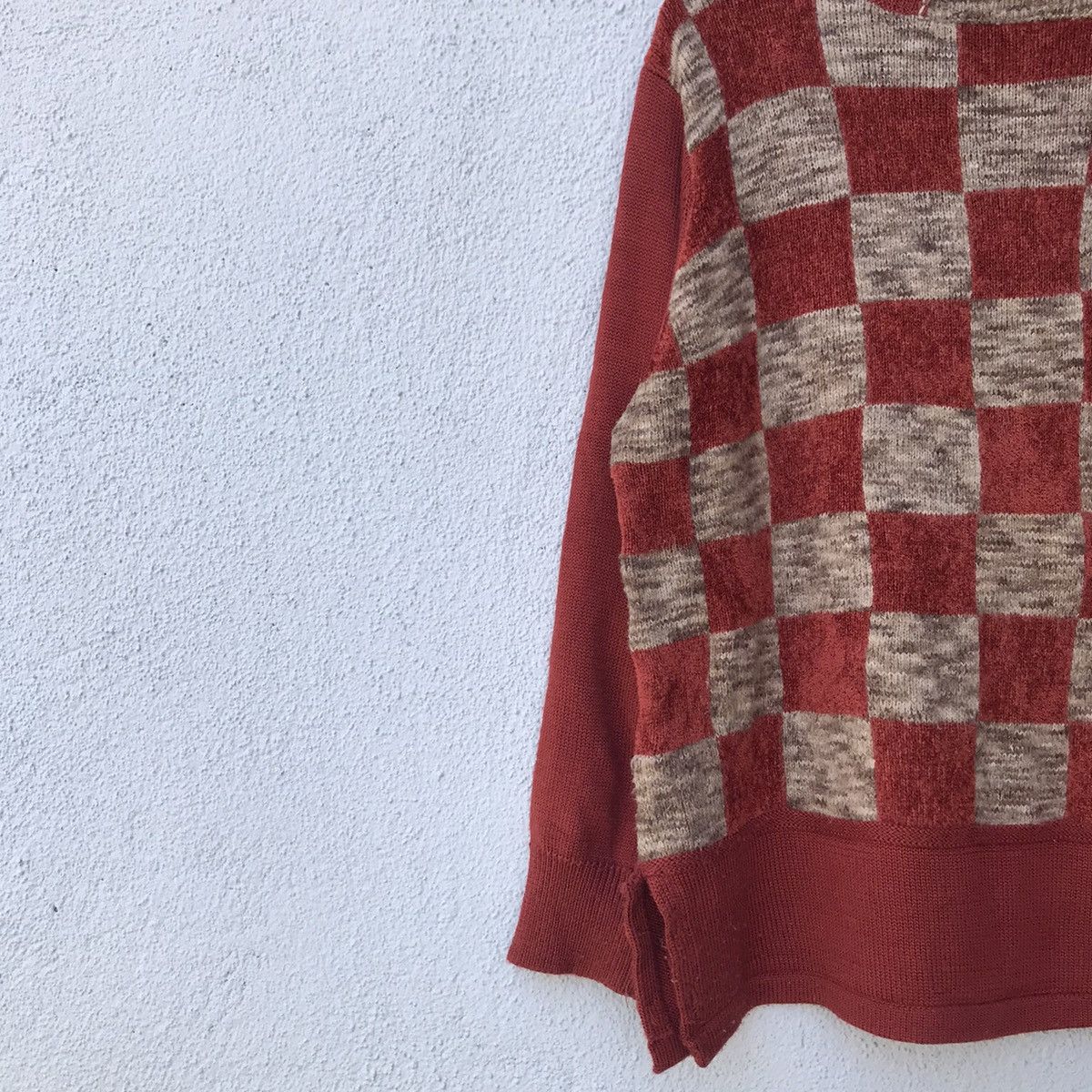 Aran Isles Knitwear Vintage Bashecinq Turtle Neck Checkered Pattern Knitwear Size US L / EU 52-54 / 3 - 4 Thumbnail