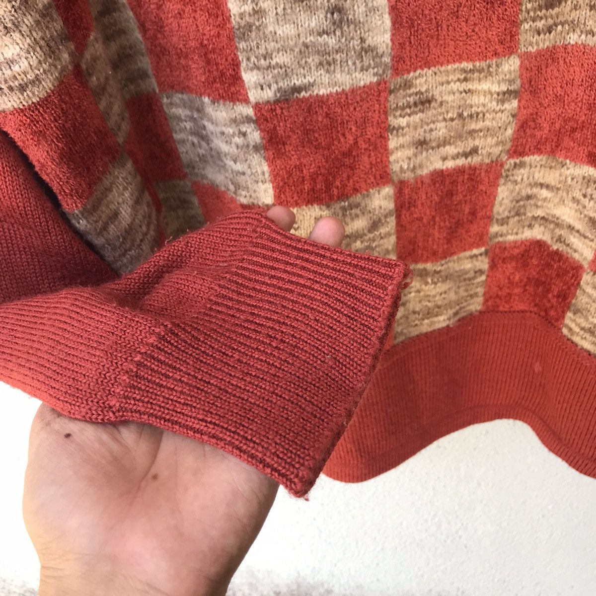 Aran Isles Knitwear Vintage Bashecinq Turtle Neck Checkered Pattern Knitwear Size US L / EU 52-54 / 3 - 6 Thumbnail