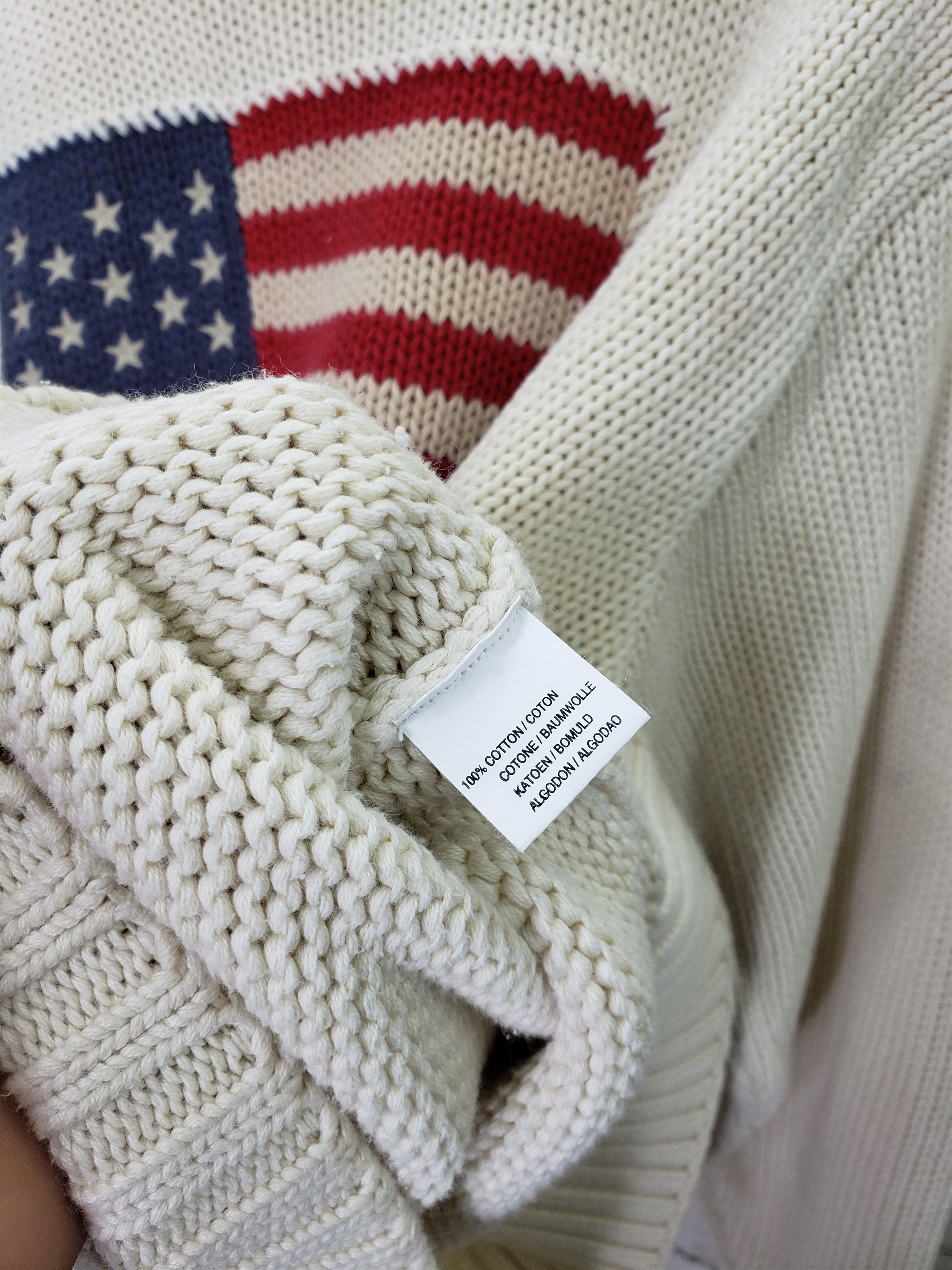 Vintage Polo Ralph shops Lauren USA American Flag Sweater