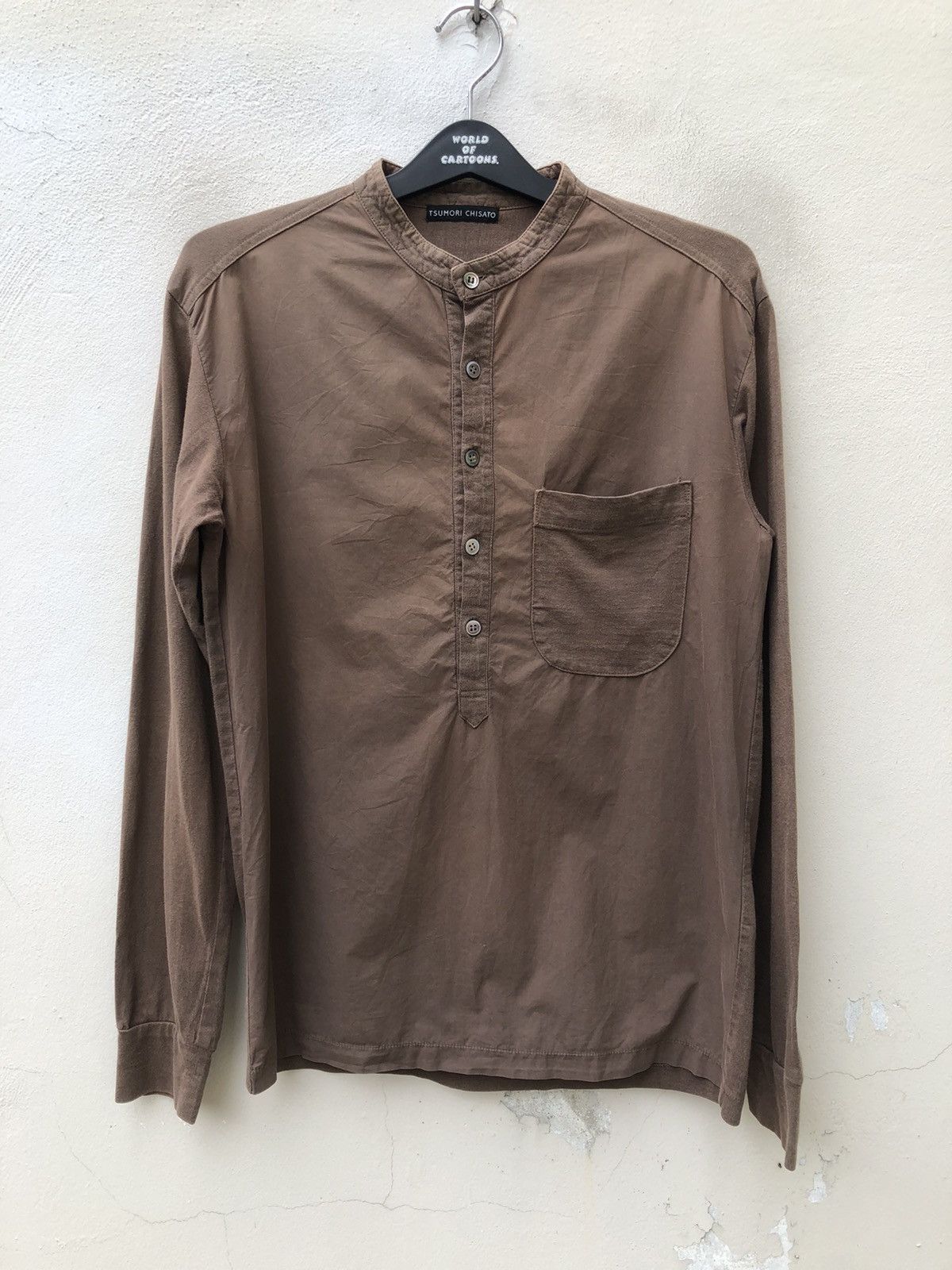 Issey Miyake Vintage Tsumori Chisato Fade Brown Hybrid Mandarin Shirt Size US M / EU 48-50 / 2 - 1 Thumbnail