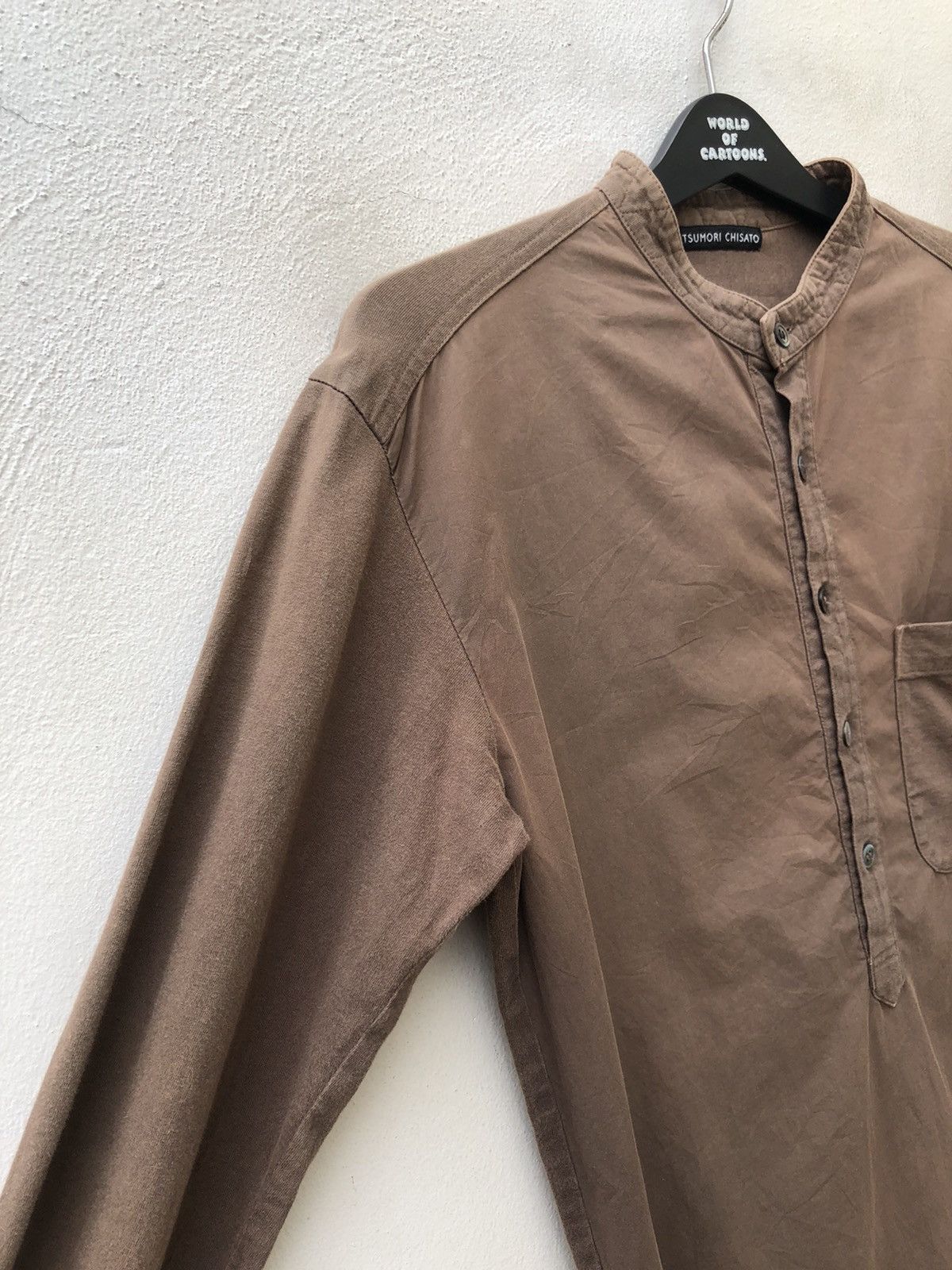 Issey Miyake Vintage Tsumori Chisato Fade Brown Hybrid Mandarin Shirt Size US M / EU 48-50 / 2 - 7 Thumbnail