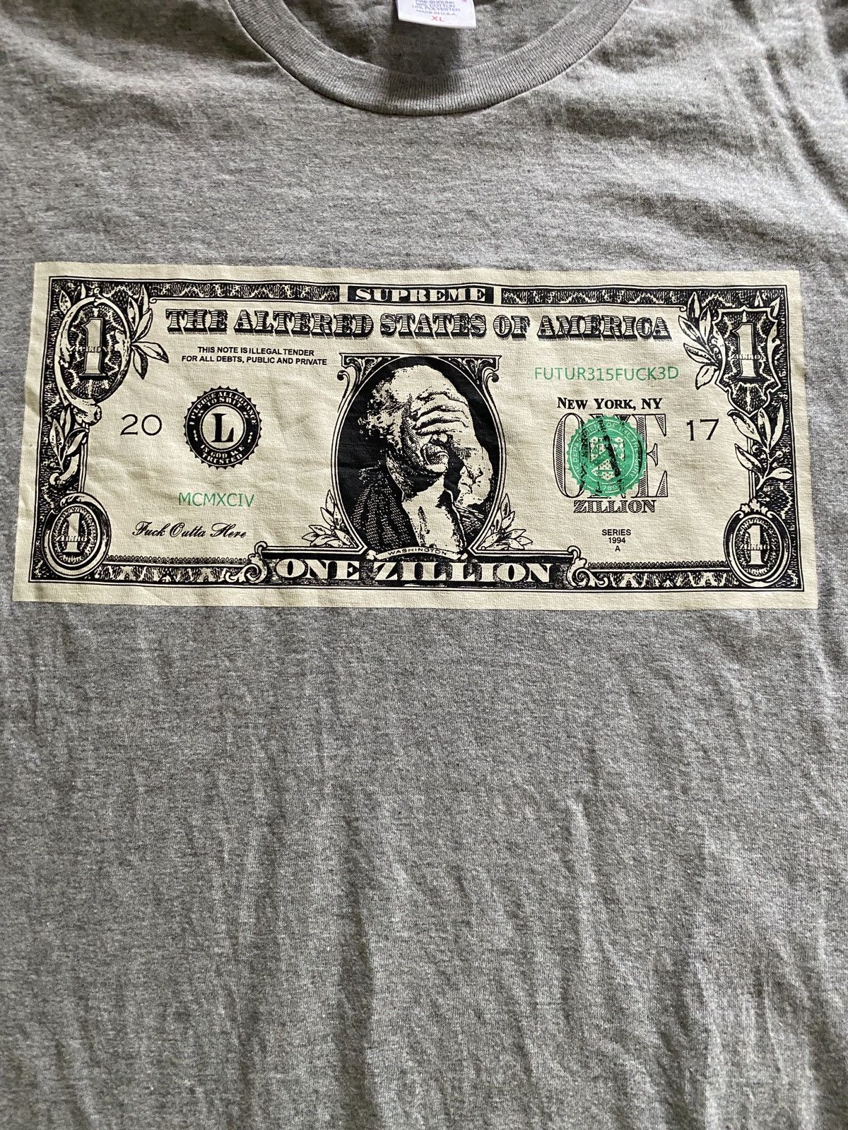 Supreme 2017 Supreme Gray Dollar Tee Size US XL / EU 56 / 4 - 2 Thumbnail