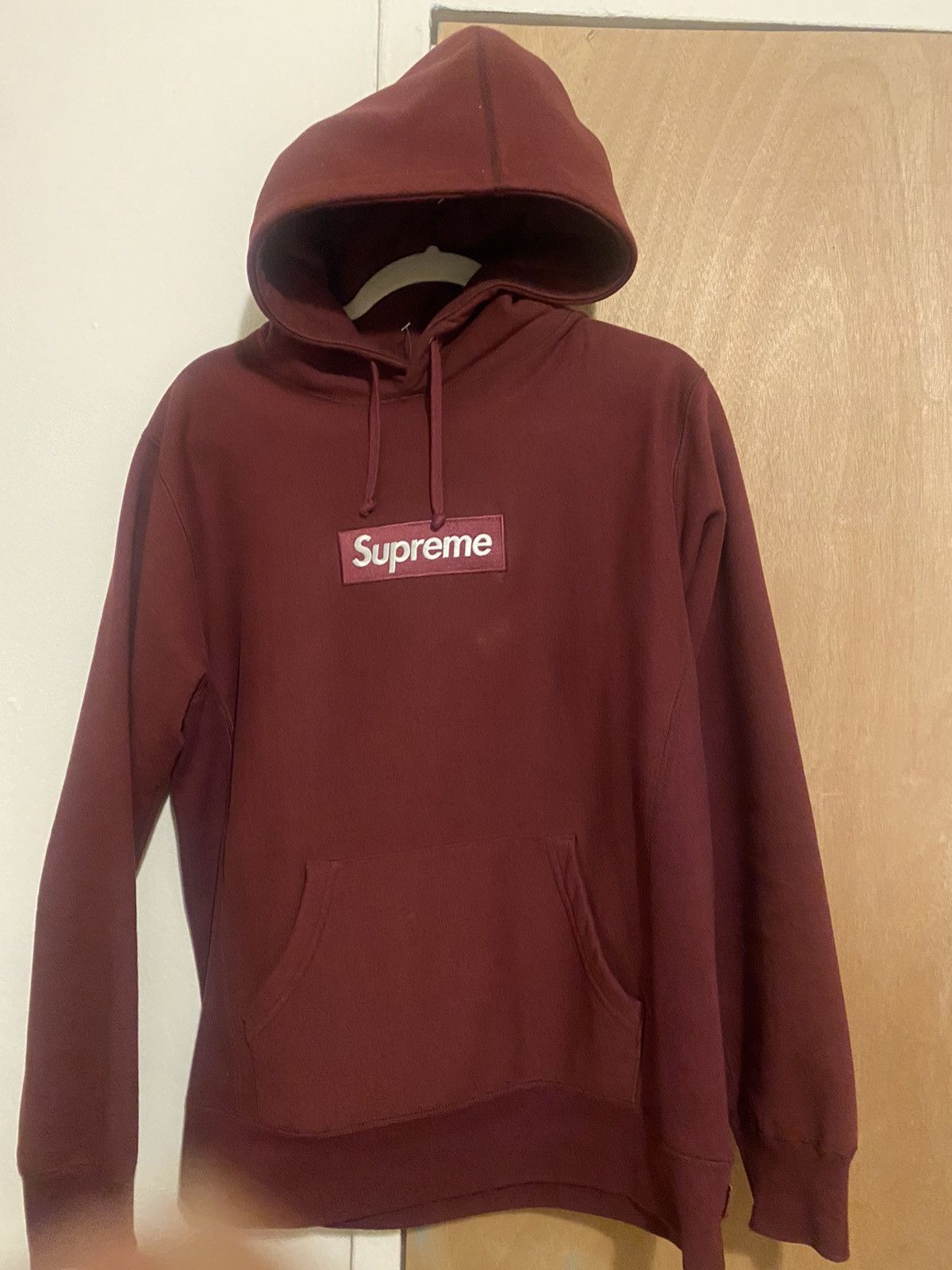 Burgundy supreme box logo hoodie best sale