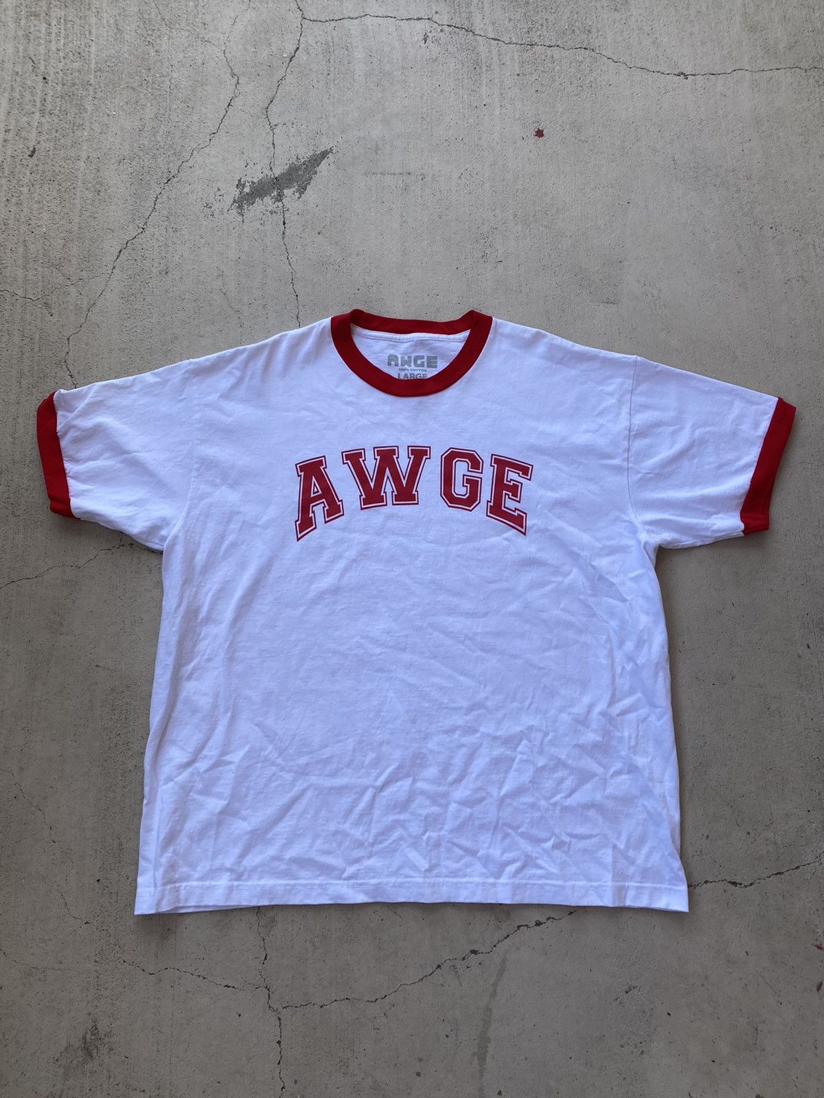Asap Rocky AWGE Spellout Red Ringer Tee Shirt Size Large