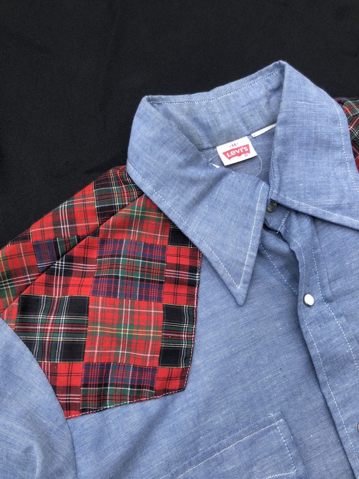Levi's VTG 80s Levi’s White Tab Patchwork Chambray Western Shirt Size US M / EU 48-50 / 2 - 3 Thumbnail