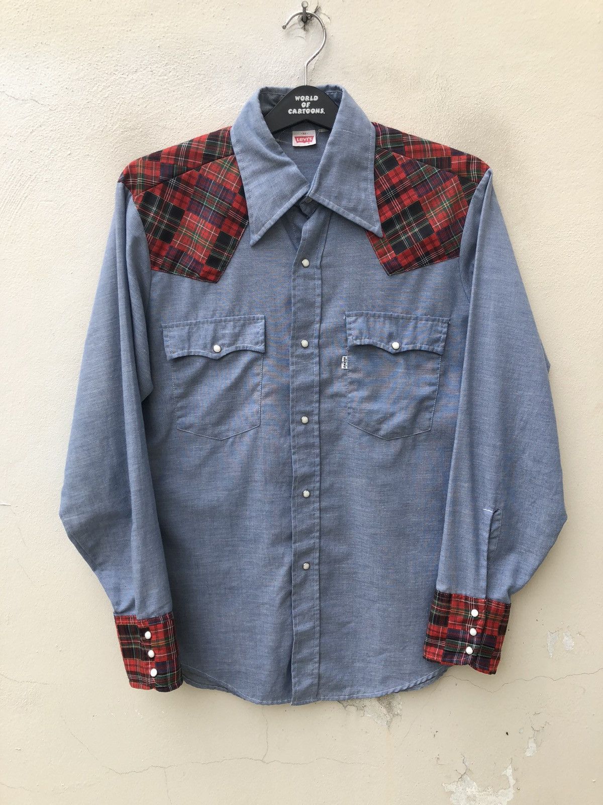Levi's VTG 80s Levi’s White Tab Patchwork Chambray Western Shirt Size US M / EU 48-50 / 2 - 13 Thumbnail