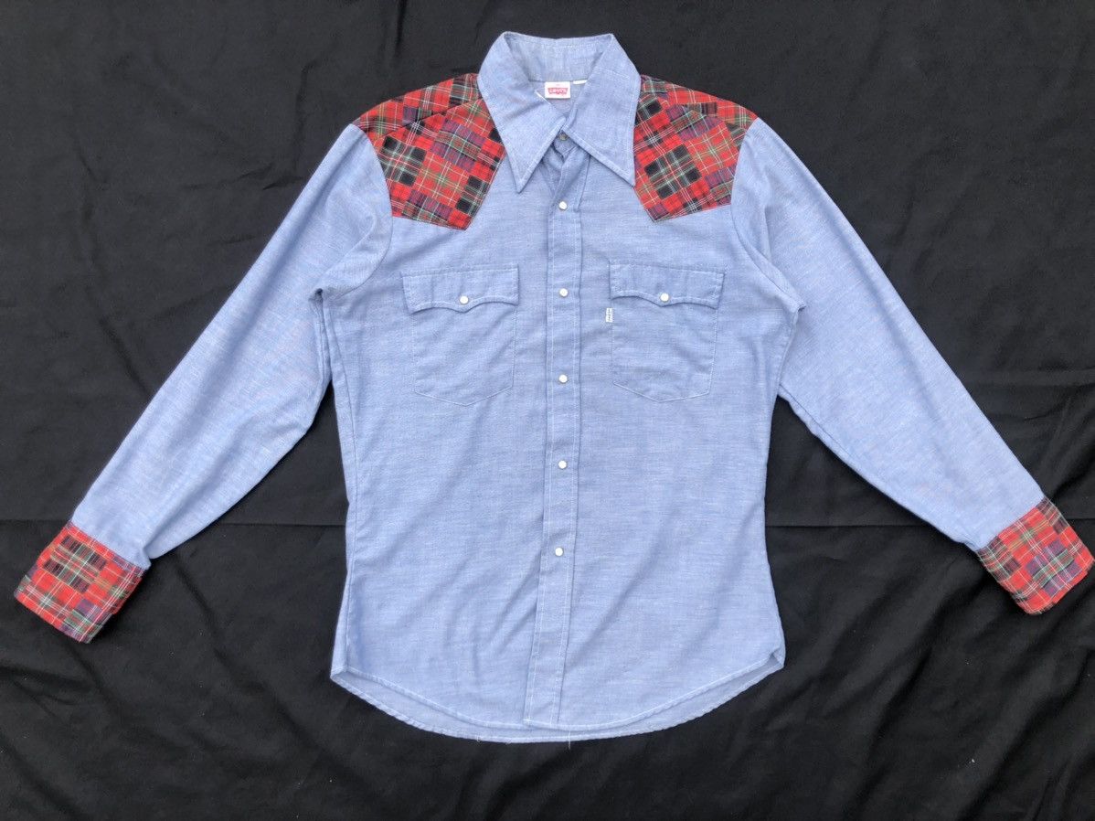 Levi's VTG 80s Levi’s White Tab Patchwork Chambray Western Shirt Size US M / EU 48-50 / 2 - 1 Thumbnail