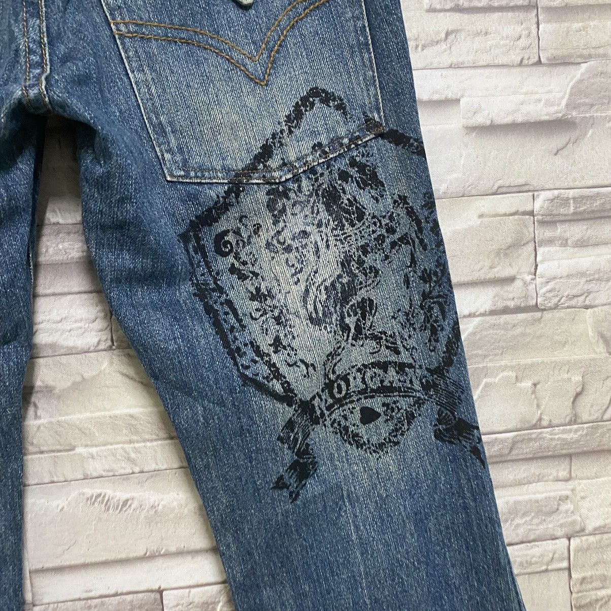 Japanese Brand Morgan Homme Distressed Denim Flare Jeans Studded Size US 29 - 11 Thumbnail