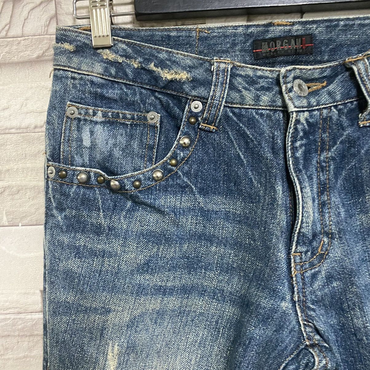 Japanese Brand Morgan Homme Distressed Denim Flare Jeans Studded Size US 29 - 6 Thumbnail