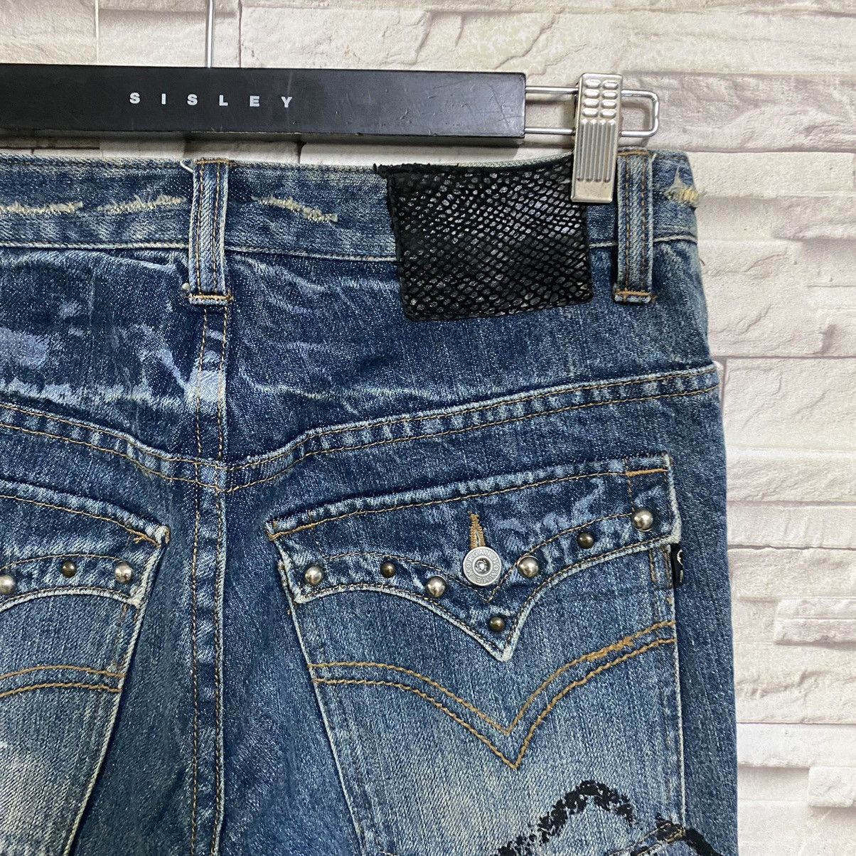 Japanese Brand Morgan Homme Distressed Denim Flare Jeans Studded Size US 29 - 14 Thumbnail