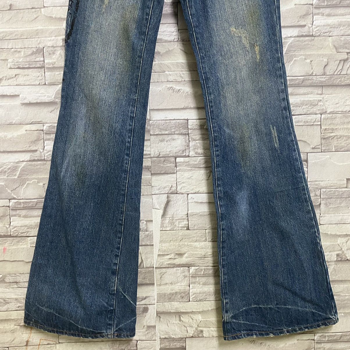 Japanese Brand Morgan Homme Distressed Denim Flare Jeans Studded Size US 29 - 5 Thumbnail