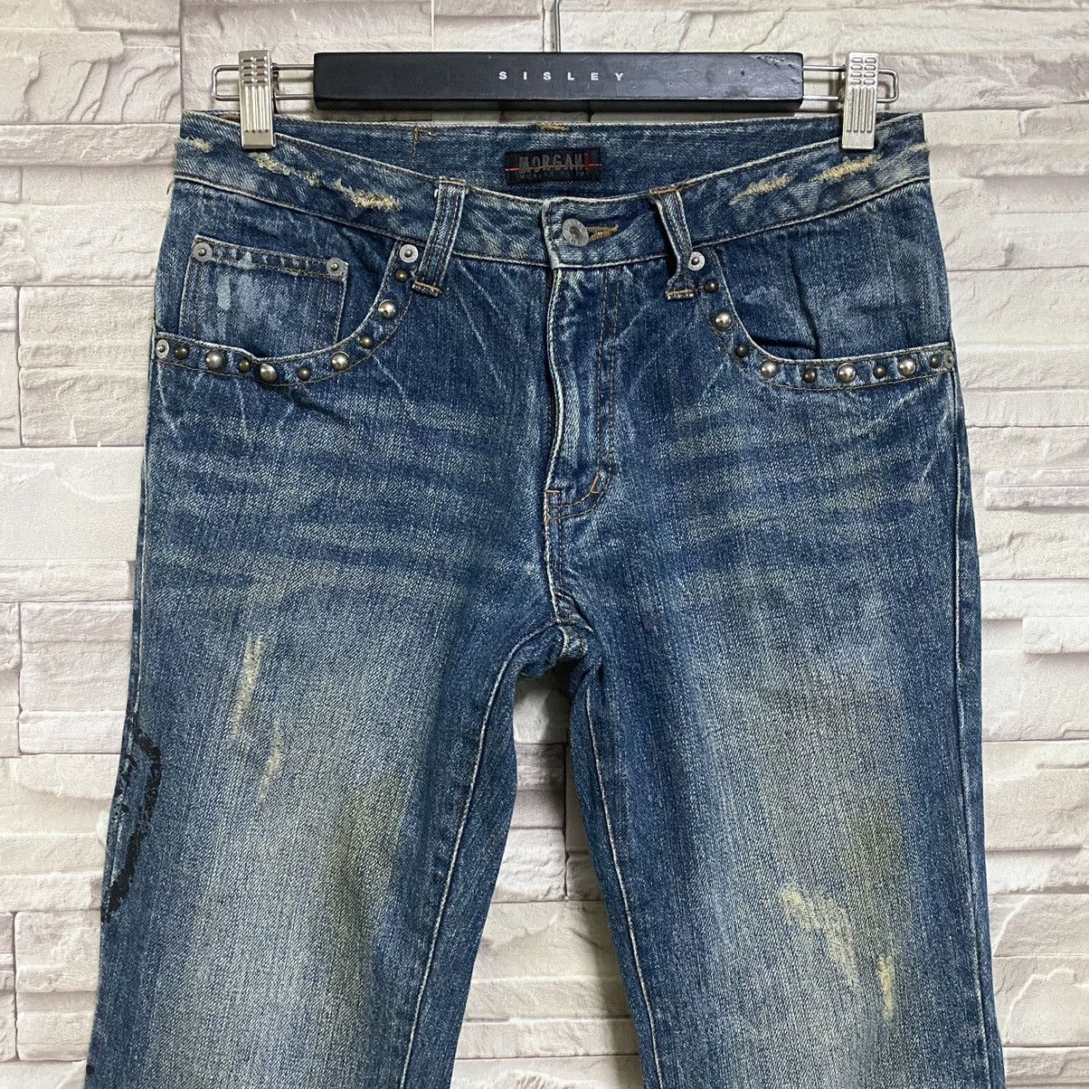 Japanese Brand Morgan Homme Distressed Denim Flare Jeans Studded Size US 29 - 4 Thumbnail