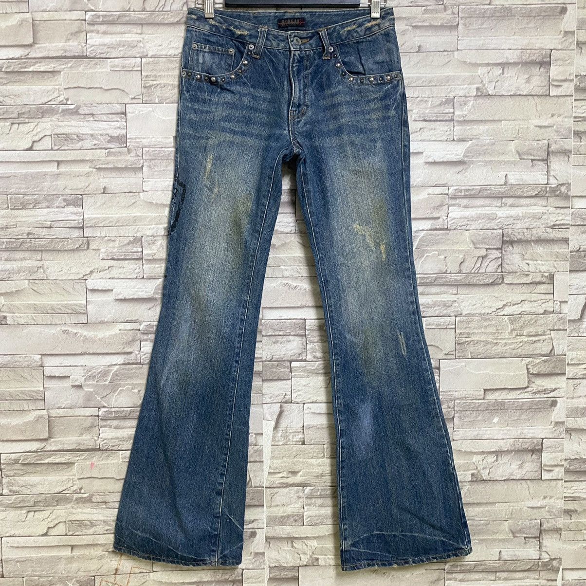 Japanese Brand Morgan Homme Distressed Denim Flare Jeans Studded Size US 29 - 3 Thumbnail