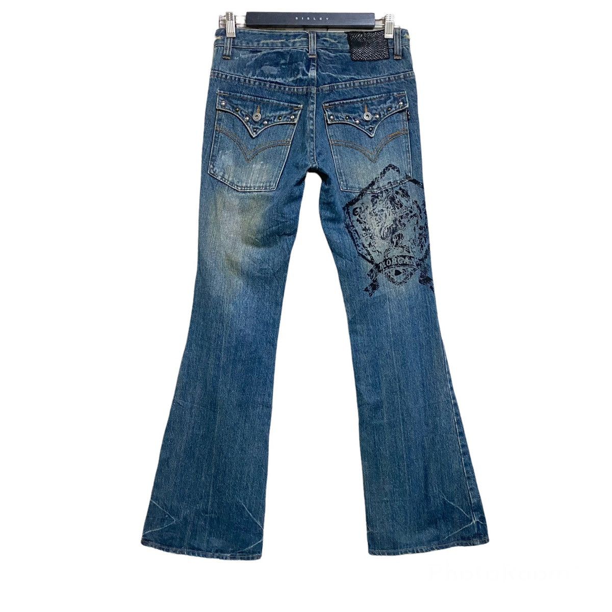 Japanese Brand Morgan Homme Distressed Denim Flare Jeans Studded Size US 29 - 1 Thumbnail