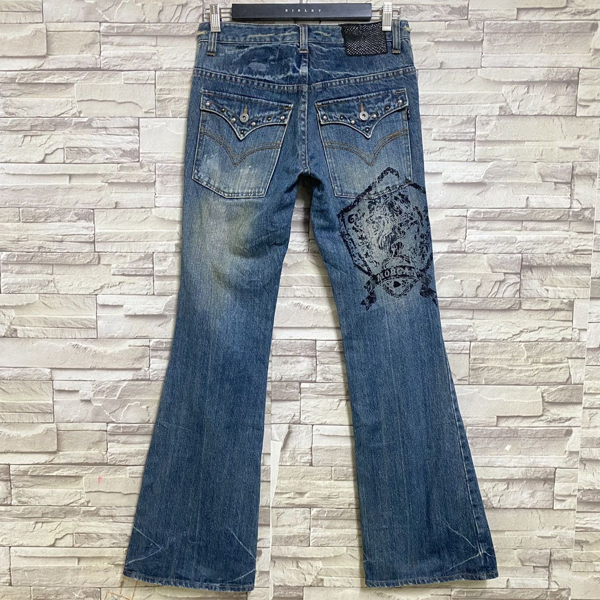 Japanese Brand Morgan Homme Distressed Denim Flare Jeans Studded Size US 29 - 8 Thumbnail