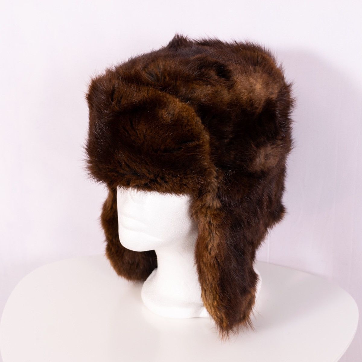 Vintage Genuine Real Mink Fur Brown Trapper Hat