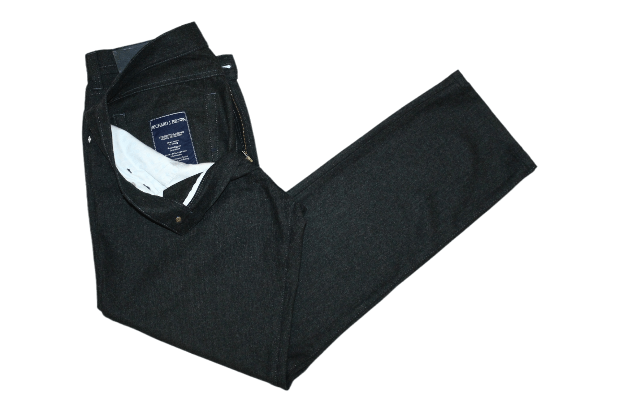 image of Richard James Richard J. Brown Tokyo Flannel Wool Trousers in Charcoal Grey, Men's (Size 32)