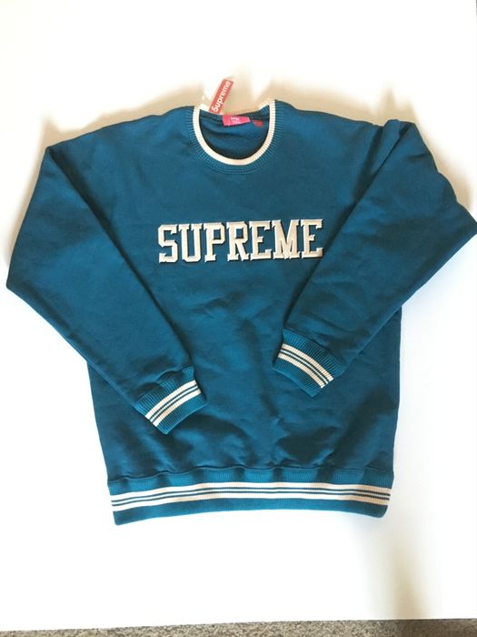 Supreme Felt Shadow Crewneck (Teal) | Grailed