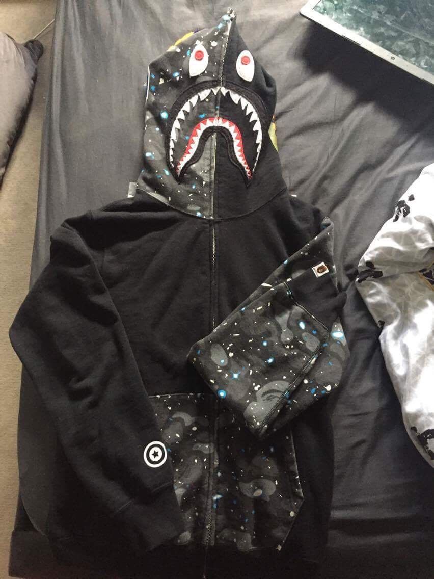 Bape HALF SPACE CAMO GLOW IN THE DARK SHARK HOODIE Grailed