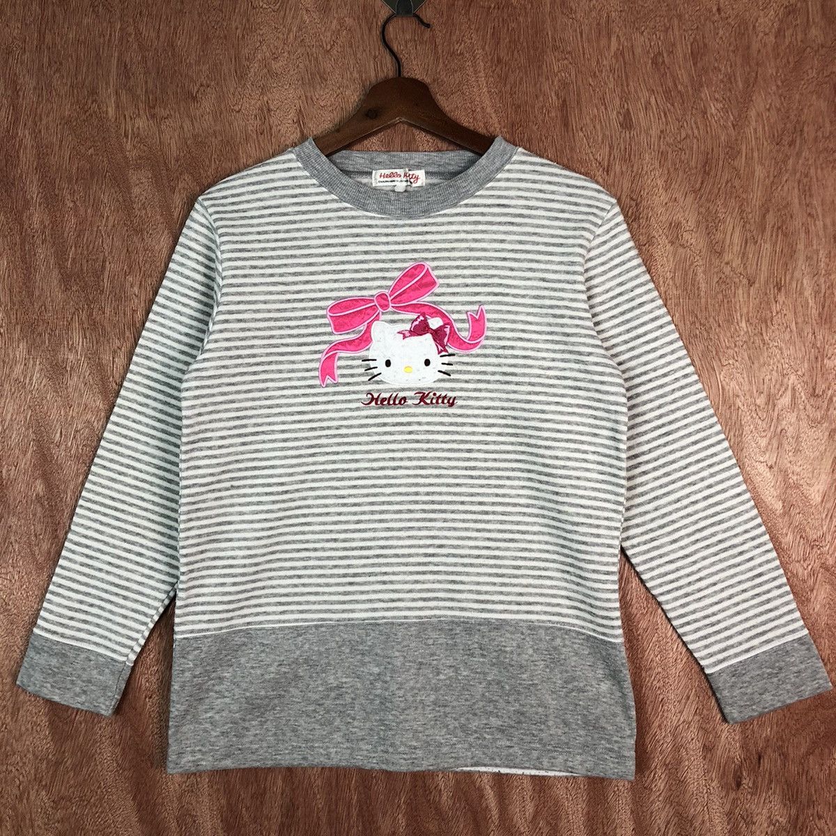 Cartoon Network Hello Kitty Stripes White Grey Sweatshirt #6014 Size M / US 6-8 / IT 42-44 - 3 Thumbnail