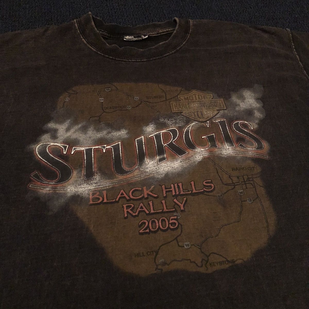 Harley Davidson Vintage 2000s Harley Davidson Sturgis Biker Washed Logo Tee Size US XL / EU 56 / 4 - 3 Thumbnail