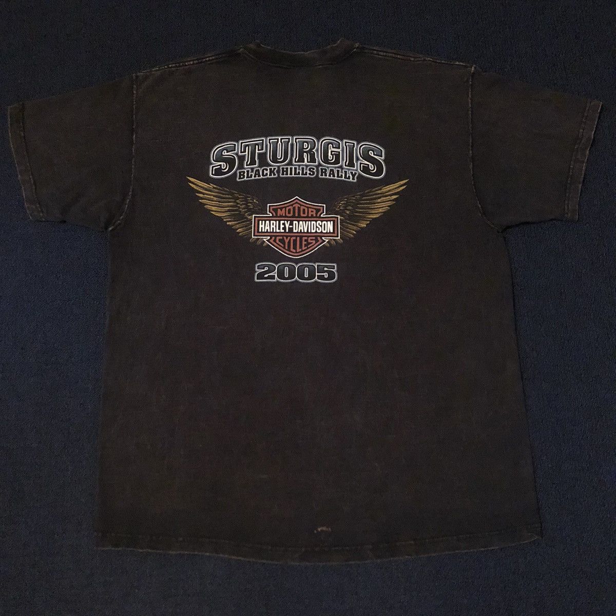Harley Davidson Vintage 2000s Harley Davidson Sturgis Biker Washed Logo Tee Size US XL / EU 56 / 4 - 5 Thumbnail