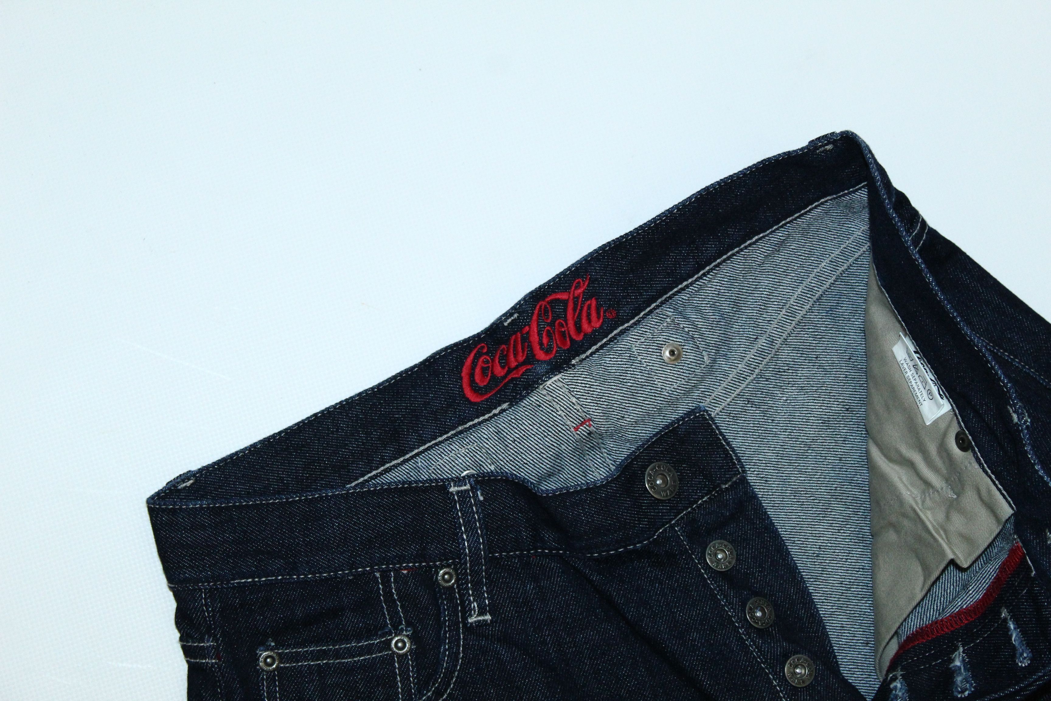 Coca Cola VTG💥90's COCA COLA WARE INDIGO RAW DENIM BUTTON-FLY JEANS Size US 32 / EU 48 - 4 Thumbnail