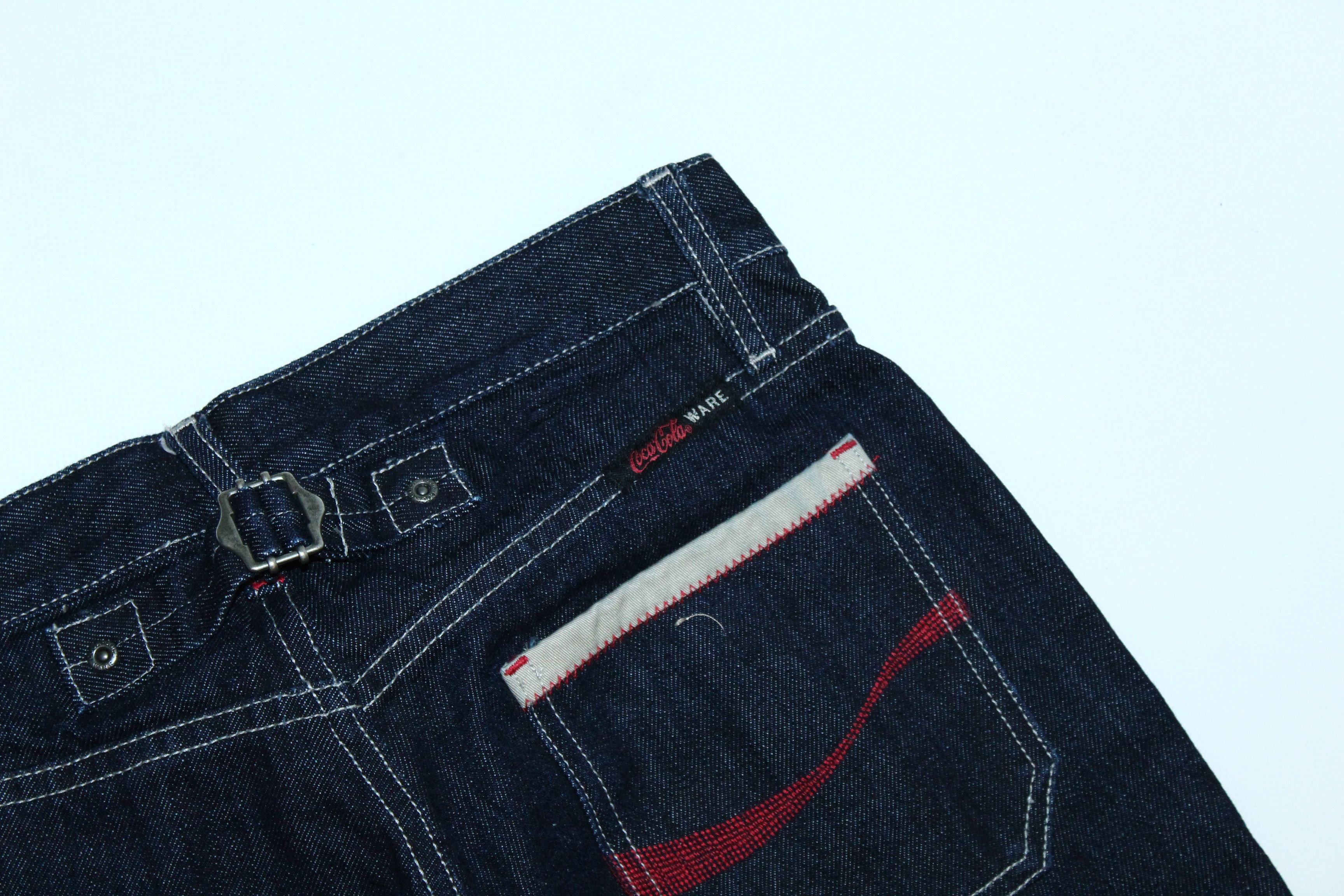 Coca Cola VTG💥90's COCA COLA WARE INDIGO RAW DENIM BUTTON-FLY JEANS Size US 32 / EU 48 - 9 Thumbnail