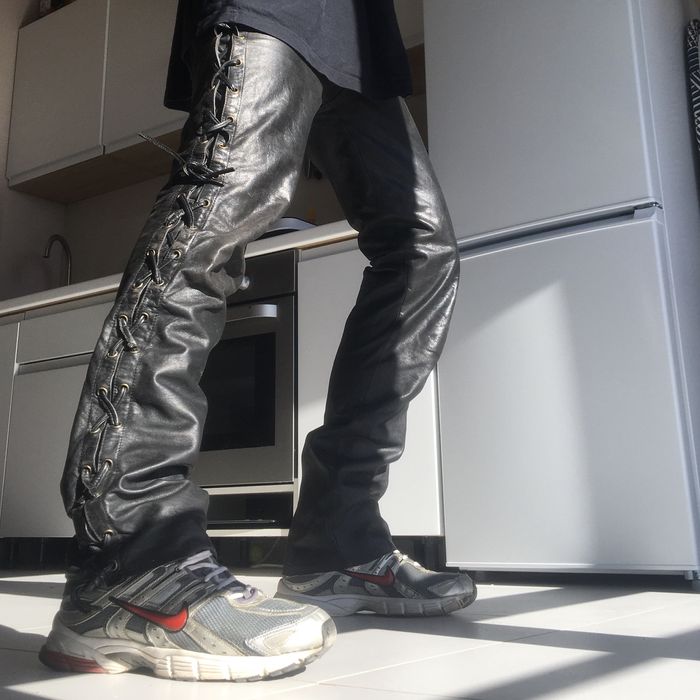 Vintage Natural Leather Pants In Playboi Carti / Travis Scott Style ...