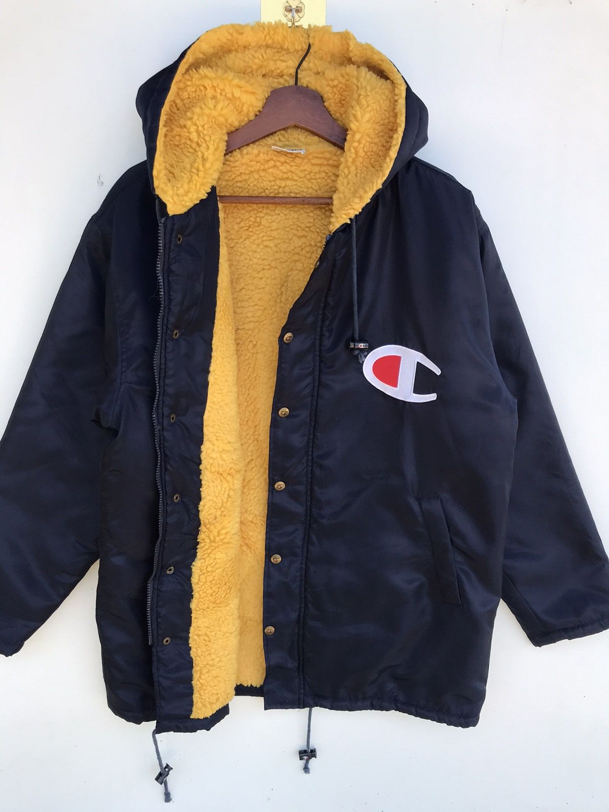 Champion Vintage Champion Big Logo Sherpa Lined Hooded Jacket Size US L / EU 52-54 / 3 - 4 Thumbnail