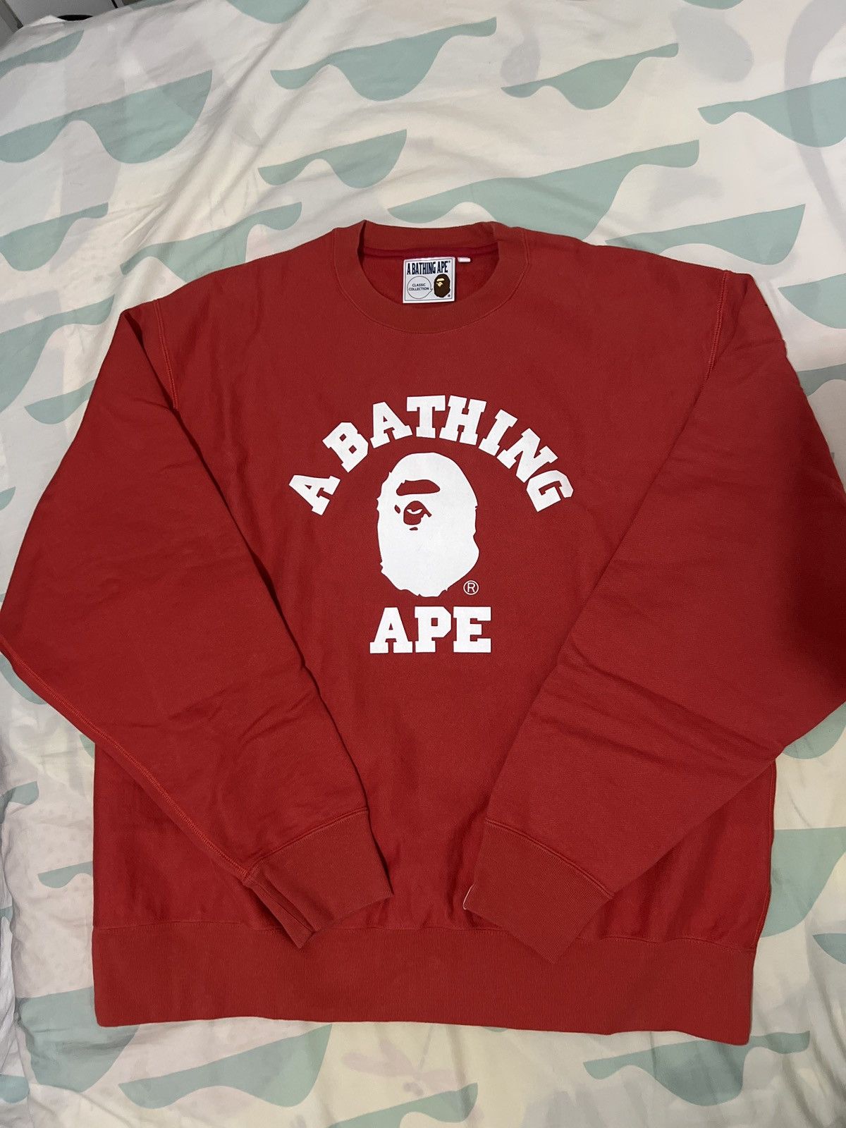 image of Bape College Crewneck in Red, Men's (Size XL)