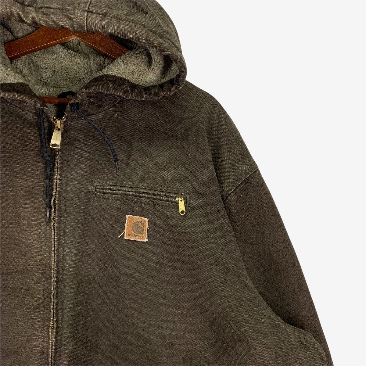 Vintage Carhartt Workers Work Wear Denim Jacket Hoodie