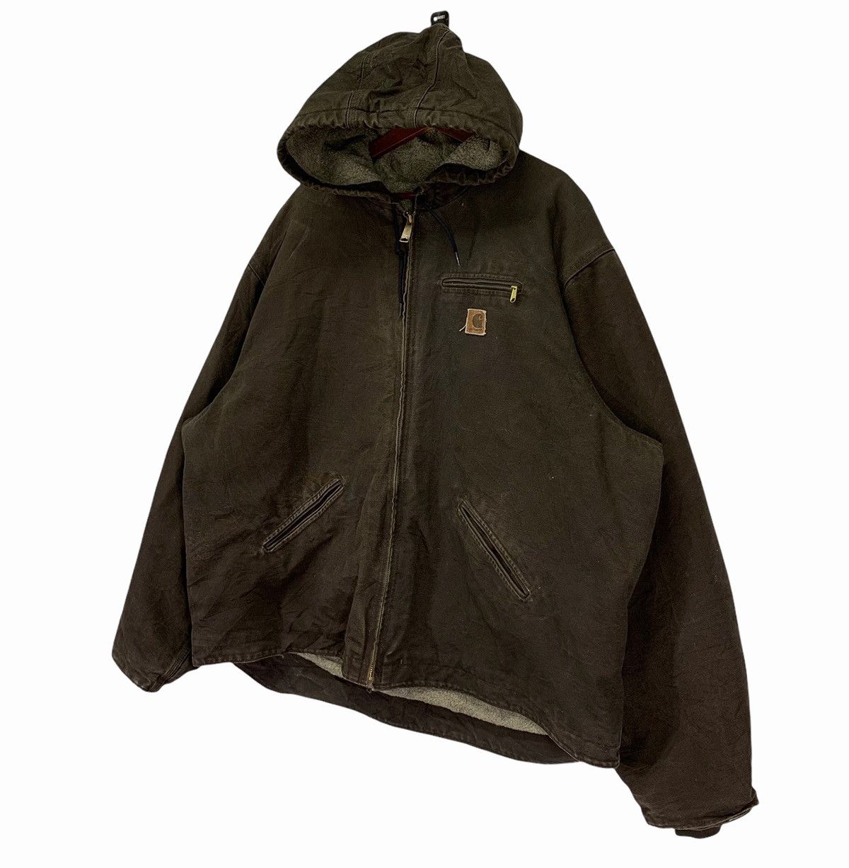 Vintage Carhartt Workers Work Wear Denim Jacket Hoodie