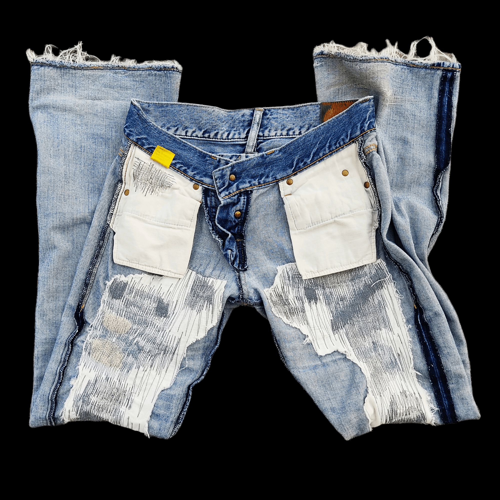 Japanese Brand Muchacha Distressed Flare Denim Jeans Size US 30 / EU 46 - 6 Thumbnail