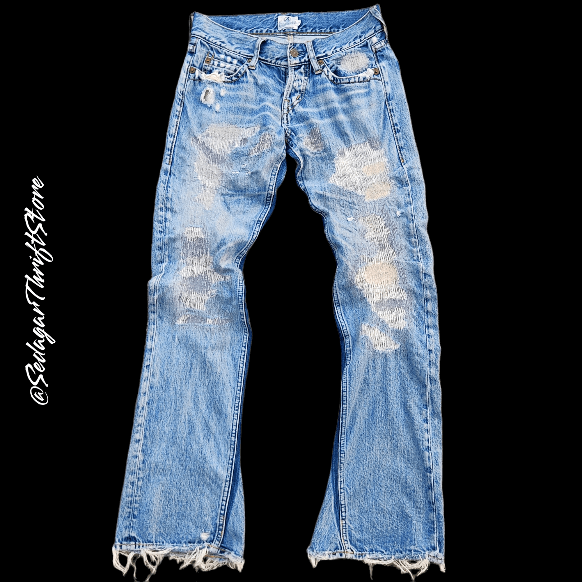 Japanese Brand Muchacha Distressed Flare Denim Jeans Size US 30 / EU 46 - 1 Thumbnail