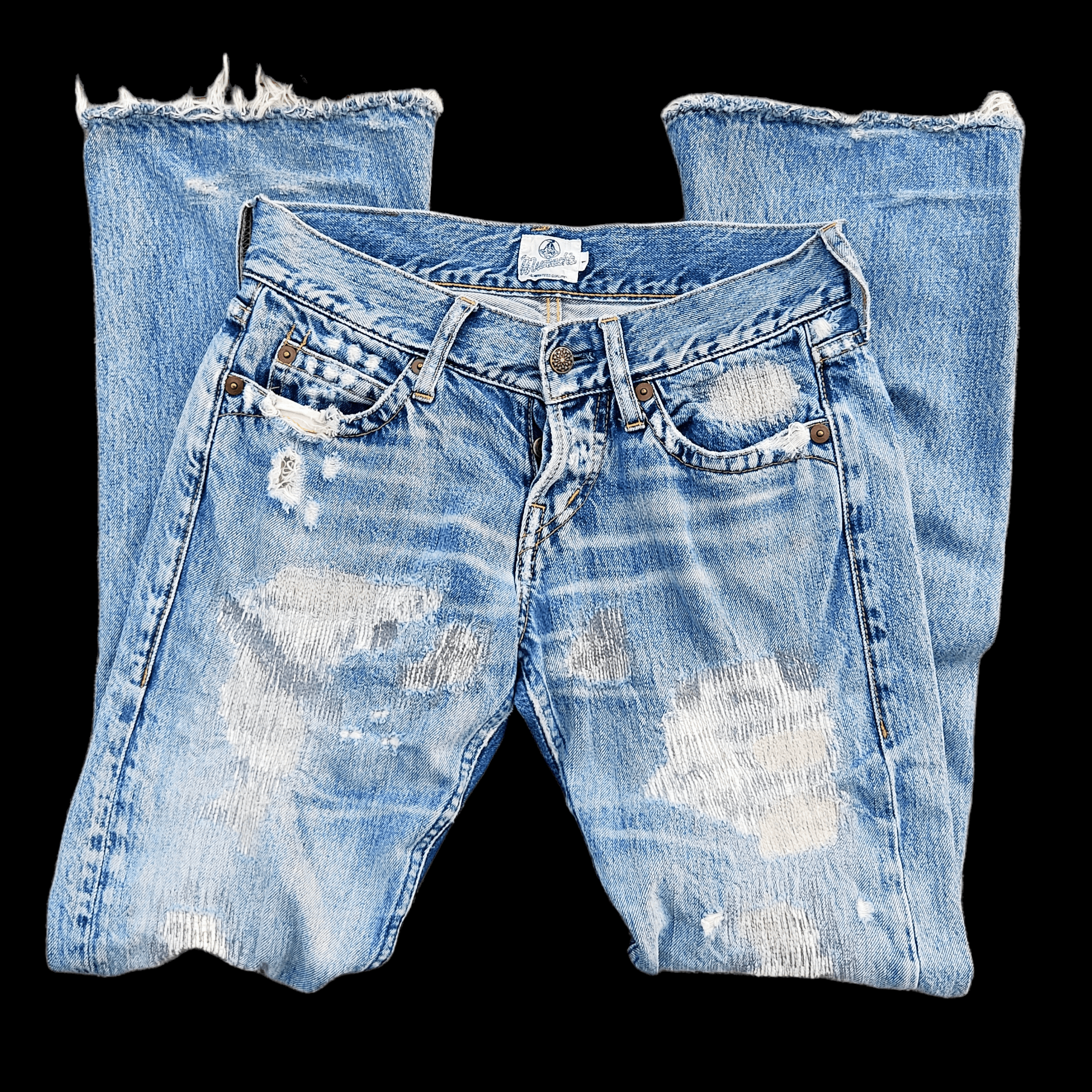 Japanese Brand Muchacha Distressed Flare Denim Jeans Size US 30 / EU 46 - 5 Thumbnail