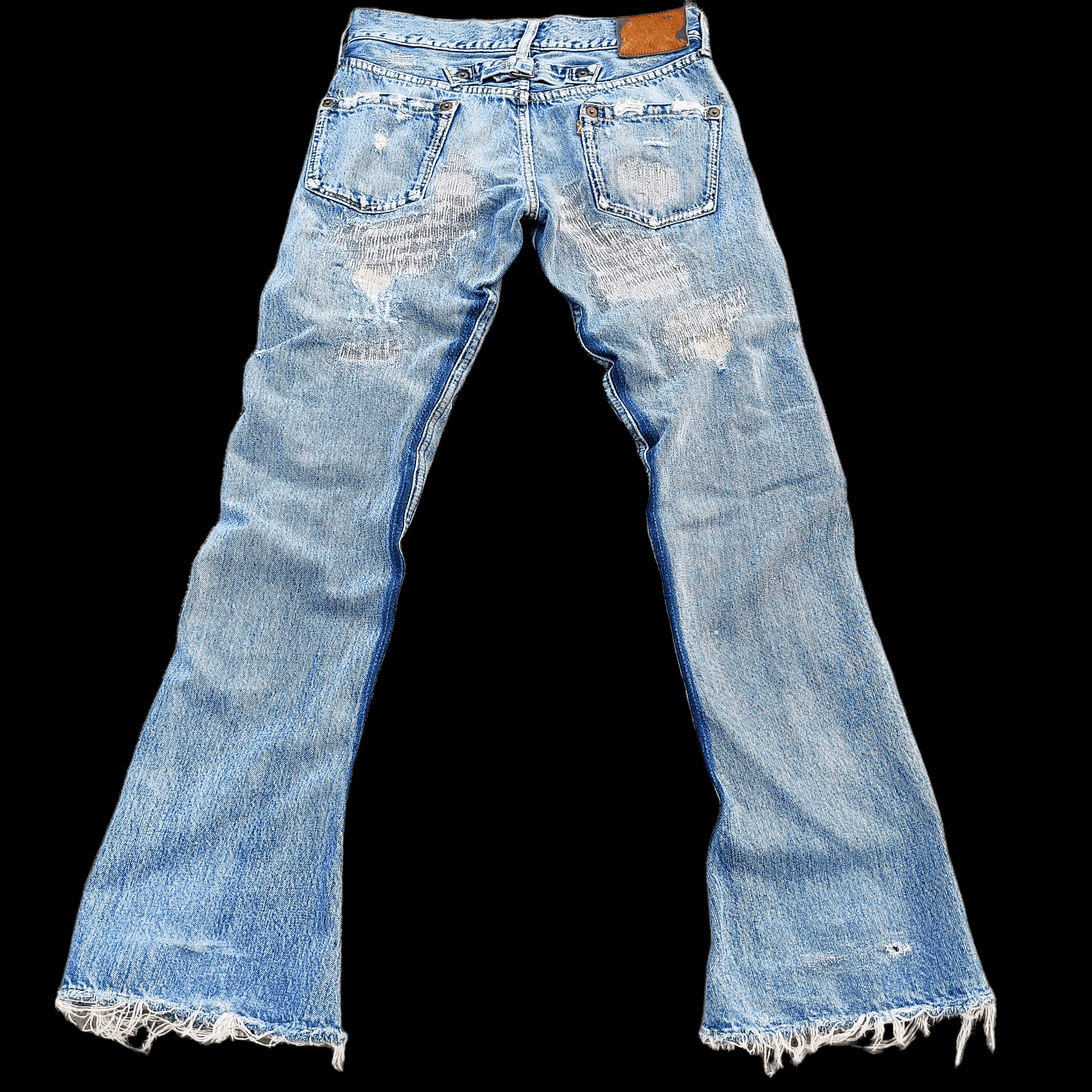 Japanese Brand Muchacha Distressed Flare Denim Jeans Size US 30 / EU 46 - 2 Thumbnail