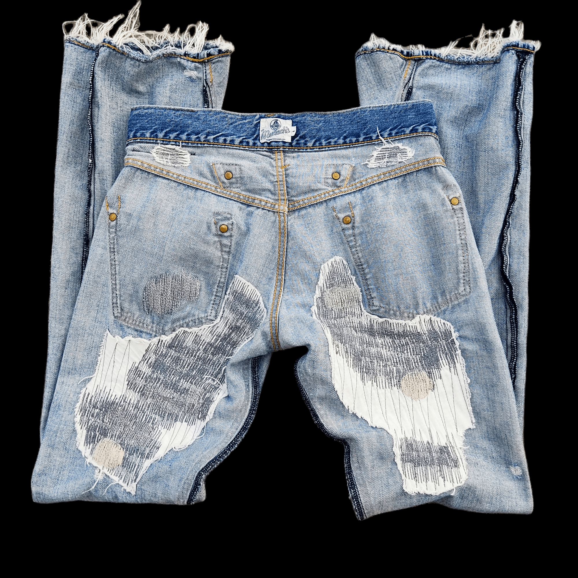 Japanese Brand Muchacha Distressed Flare Denim Jeans Size US 30 / EU 46 - 7 Thumbnail