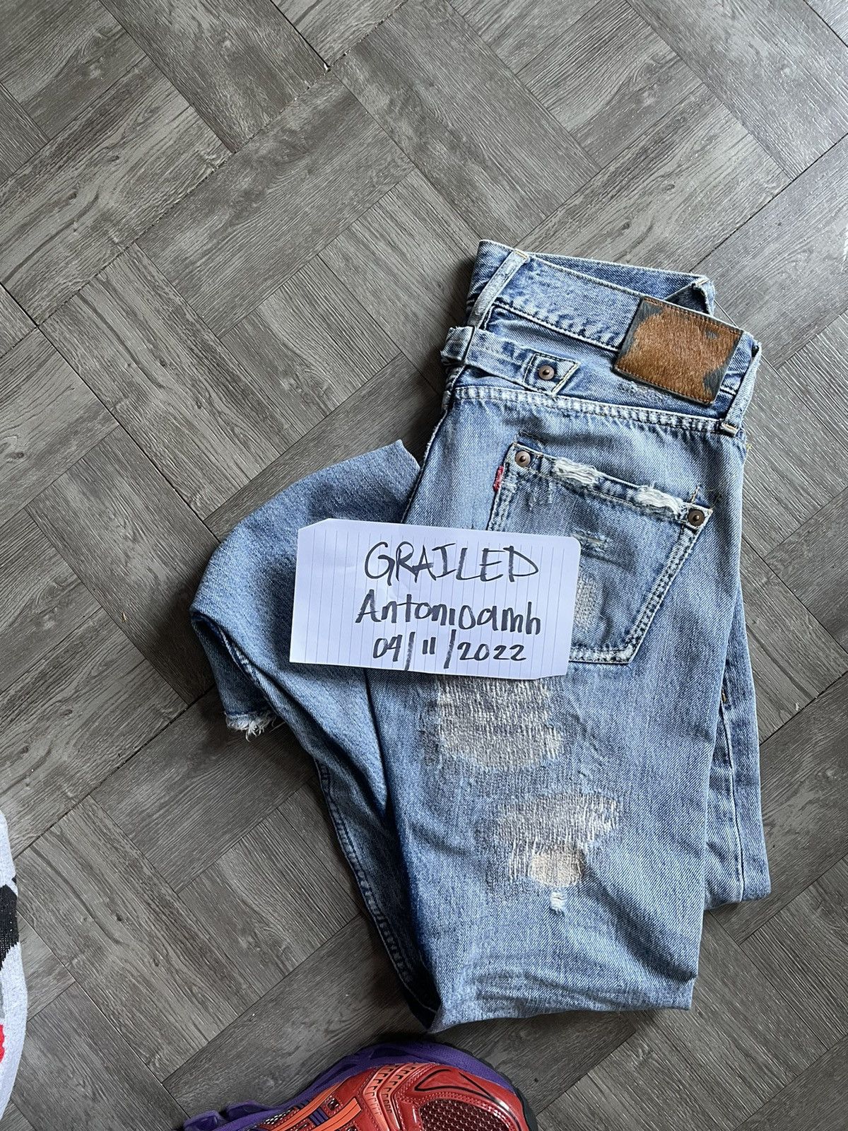 Japanese Brand Muchacha Distressed Flare Denim Jeans Size US 30 / EU 46 - 17 Thumbnail