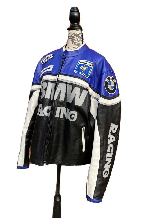 Vintage Vintage 90’s style genuine leather BMW Racing Jacket Blue | Grailed