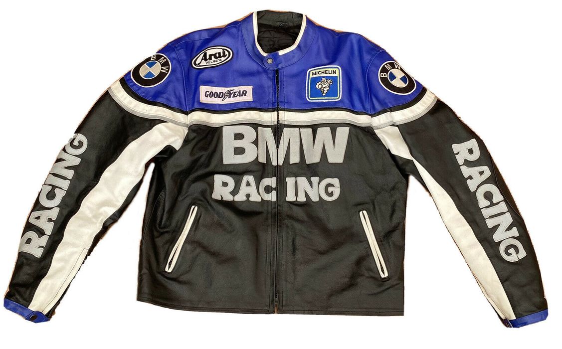 Vintage Vintage 90’s style genuine leather BMW Racing Jacket Blue | Grailed