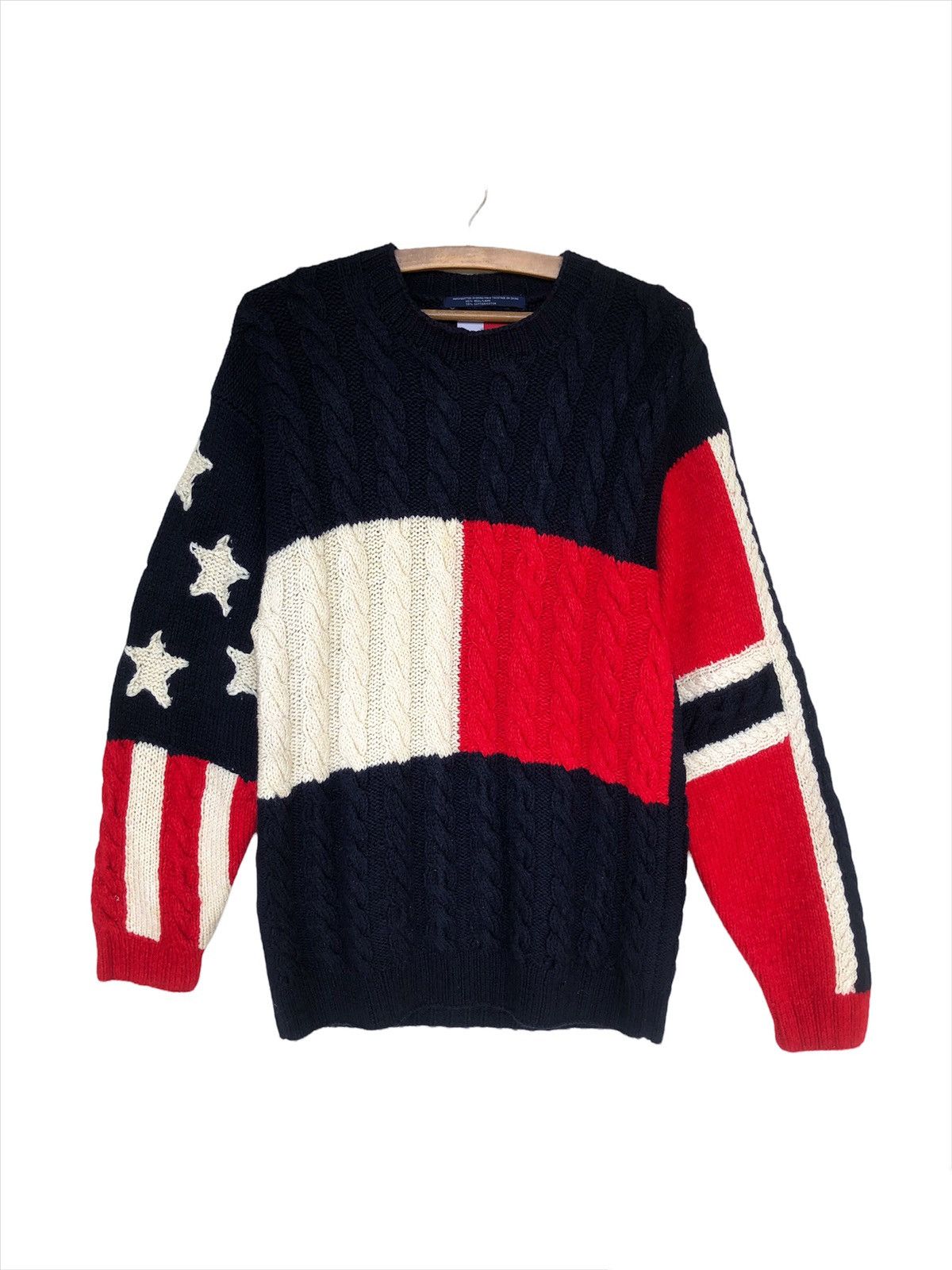 Tommy Hilfiger RARE🔥90s Tommy Hilfiger 🇺🇸 Flag Logo Heavy Wool Knitwear Size US M / EU 48-50 / 2 - 2 Thumbnail