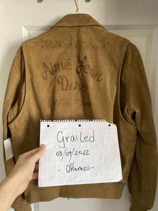 Aime Leon Dore Chain Stitch Suede Bomber Jacket