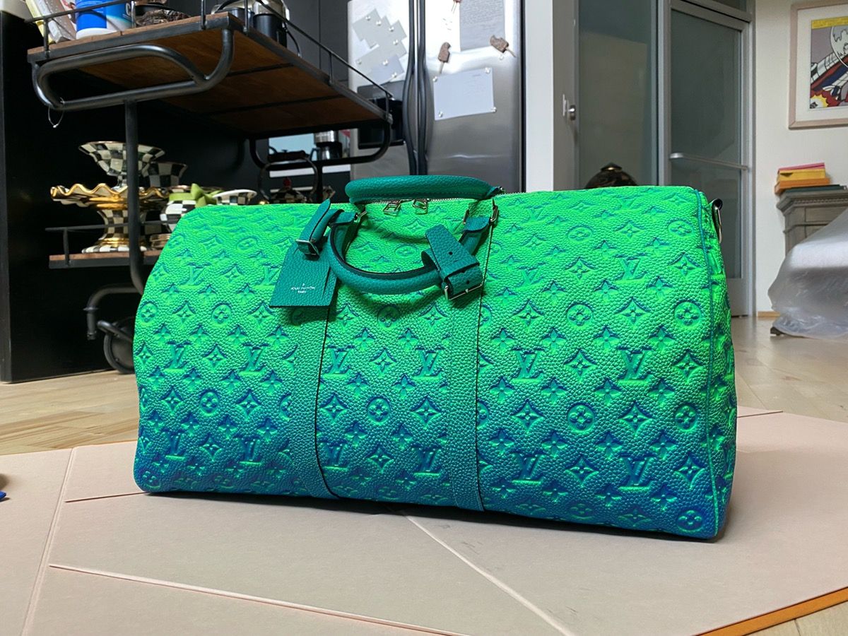 Brand New Louis Vuitton Keepall 50B Taurillon Illusion Blue/Green , Virgil  Abloh