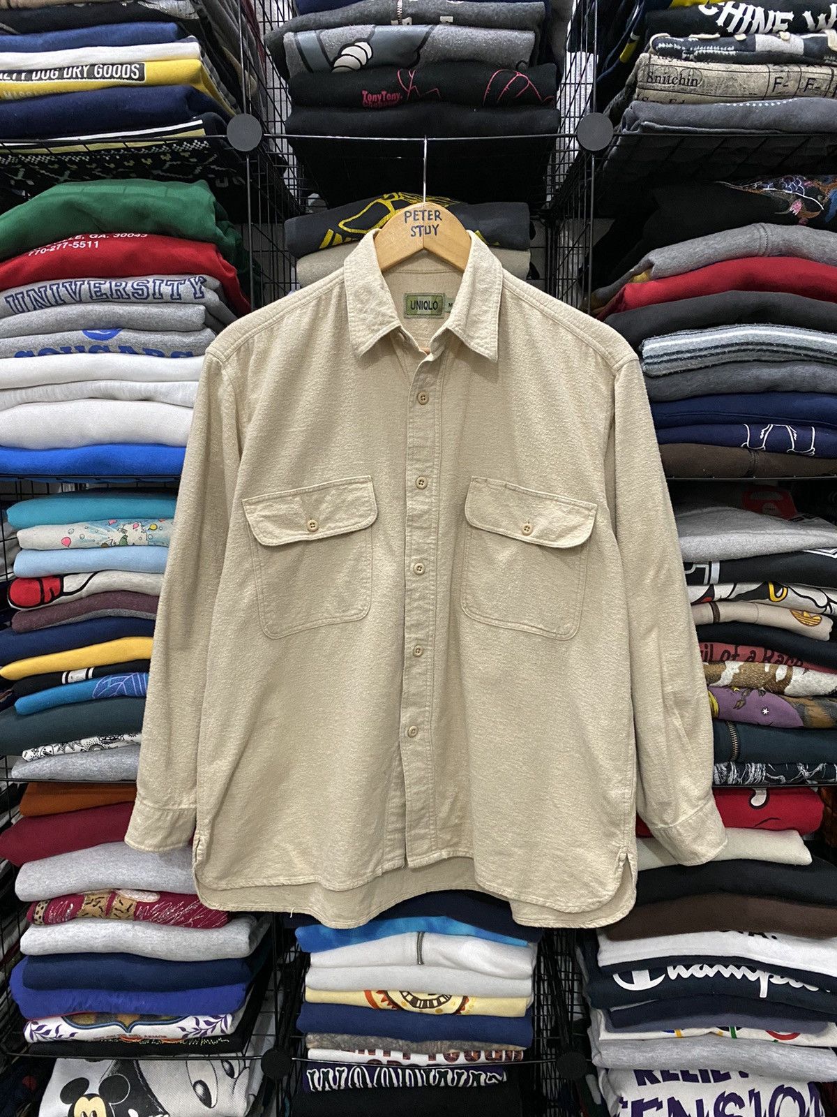Uniqlo × Vintage Vintage Uniqlo Work Shirt Cream Size US M / EU 48-50 / 2 - 1 Thumbnail