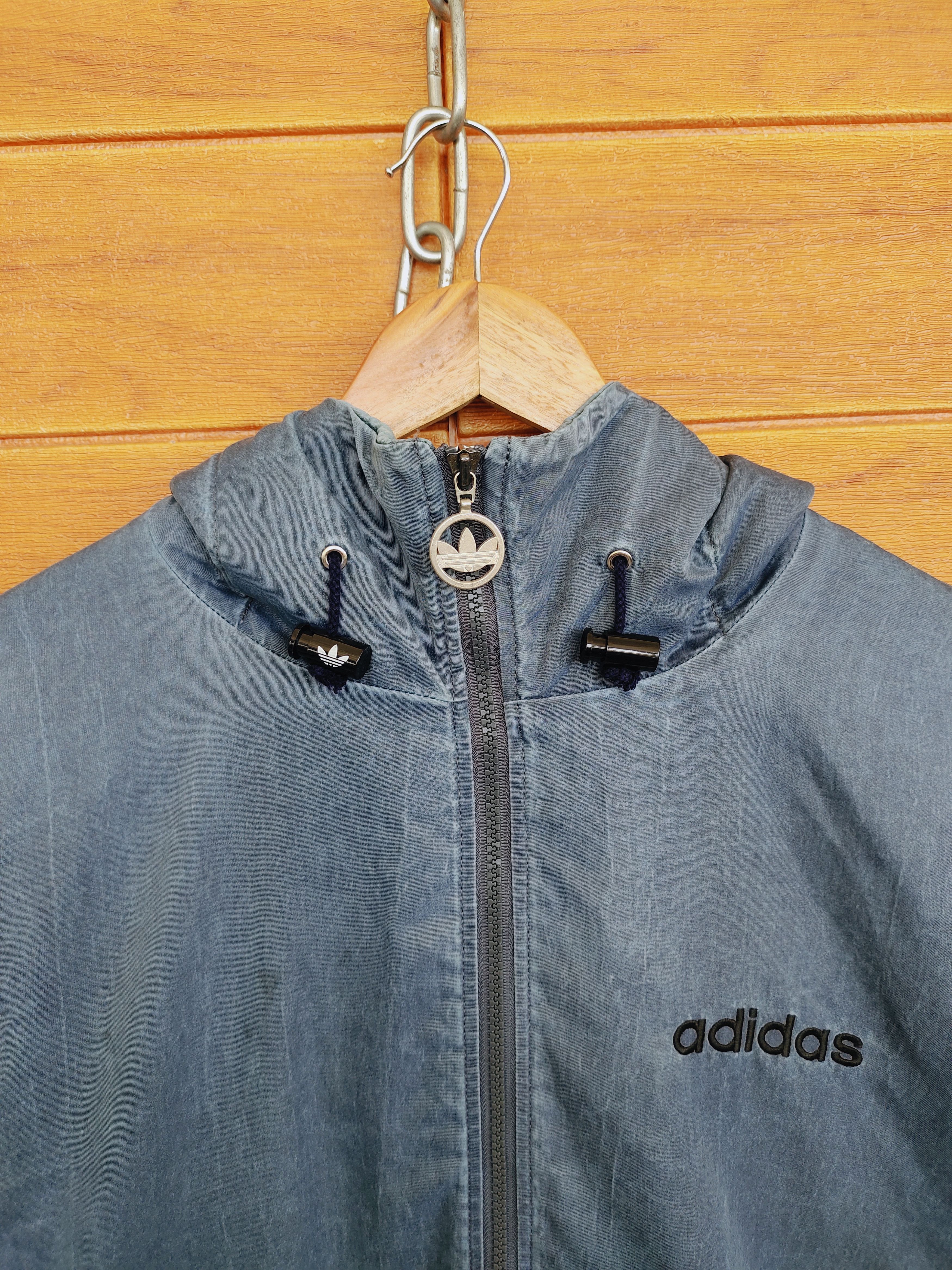 Adidas × Descente × Vintage Vintage 90s ADIDAS Trefoil Hoodie Jacket Size US L / EU 52-54 / 3 - 3 Thumbnail